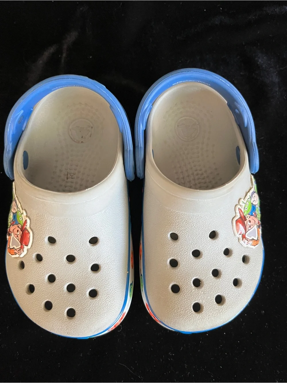 CROCS Kids Light Gray and Blue Toy Story Character Clog Sandals